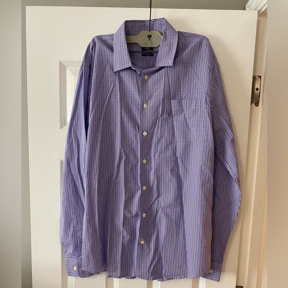Johnnie O Shirt Mens Large Purple Check Long Sleeve Button Down Casual Dress